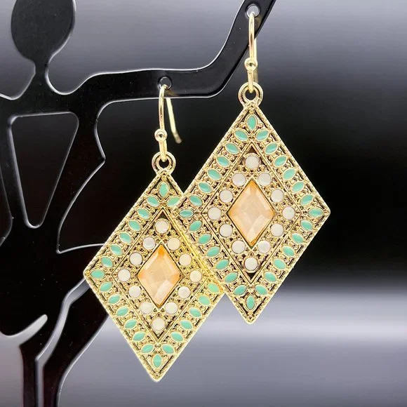 Gold Diamond Dot Earrings - Picture 3 of 6